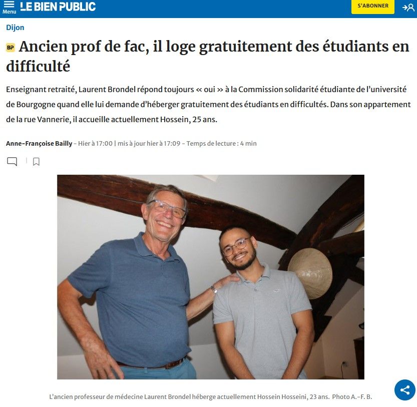 Lumière sur Laurent BRONDEL, ancien professeur de l'UFR des Sciences de Santé, pour sa solidarité envers les étudiants.